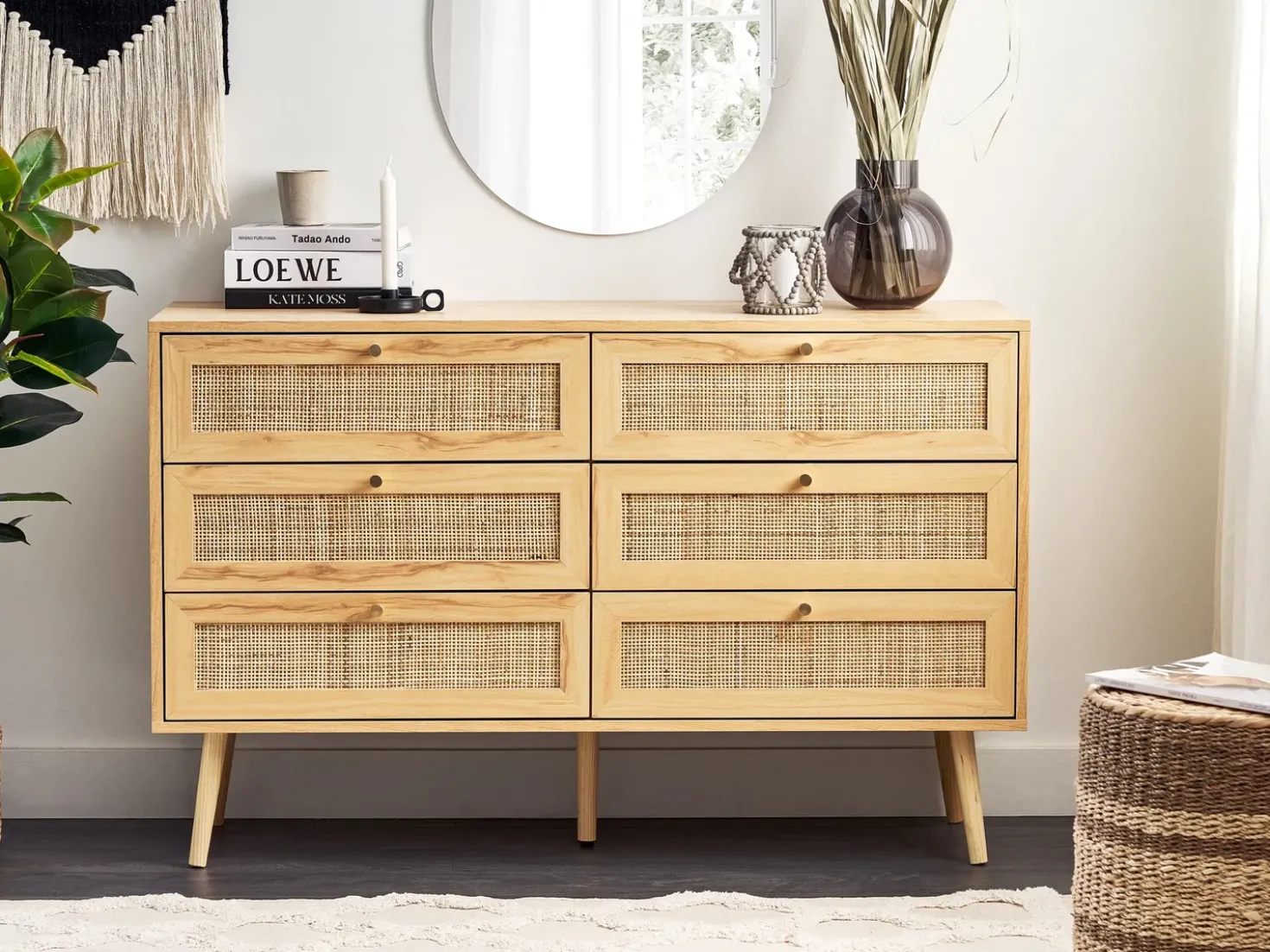 Cassettiera a 6 cassetti PEROTE Rattan Marrone chiaro