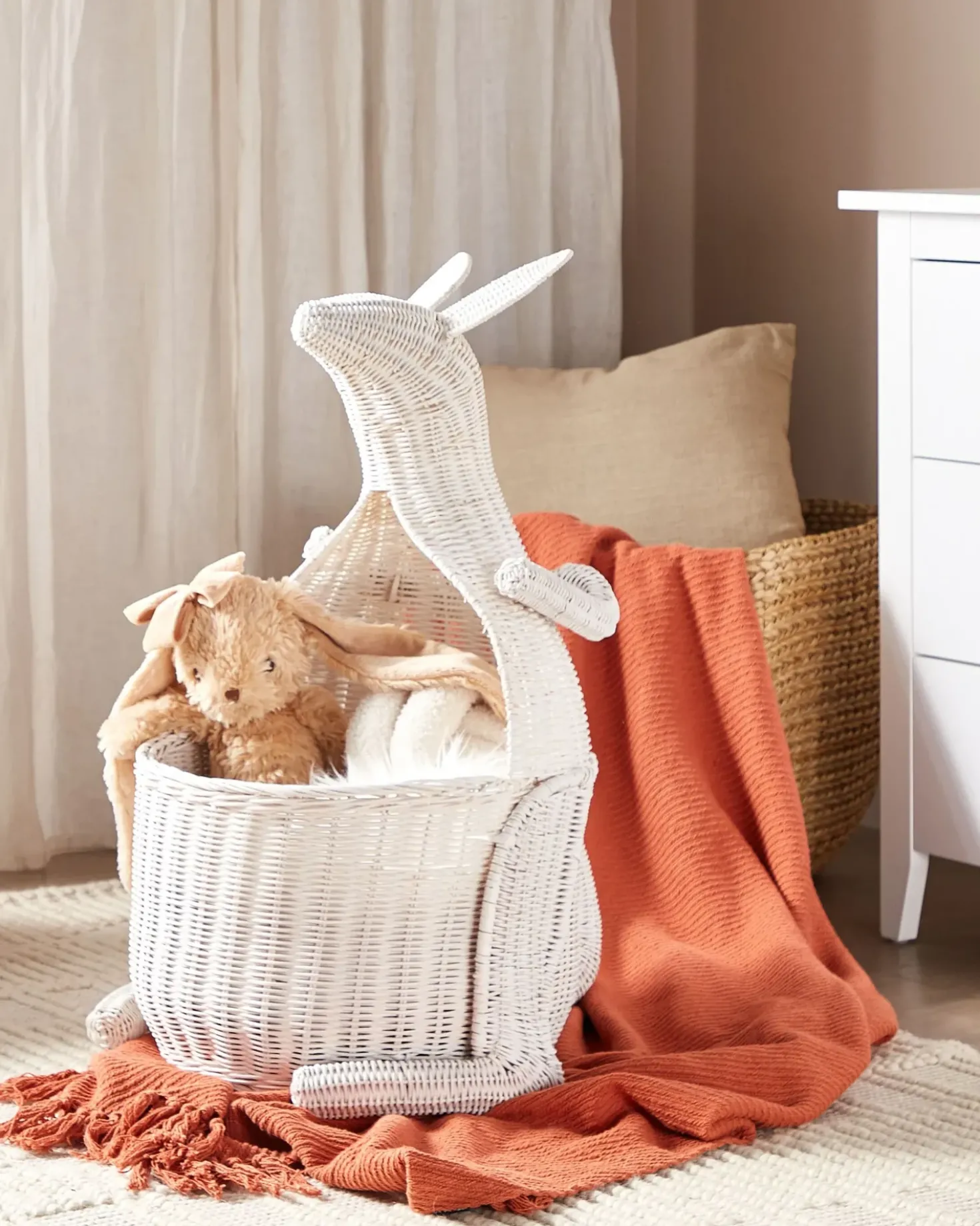 Cestino per bambini Canguro KAPITI Rattan Bianco
