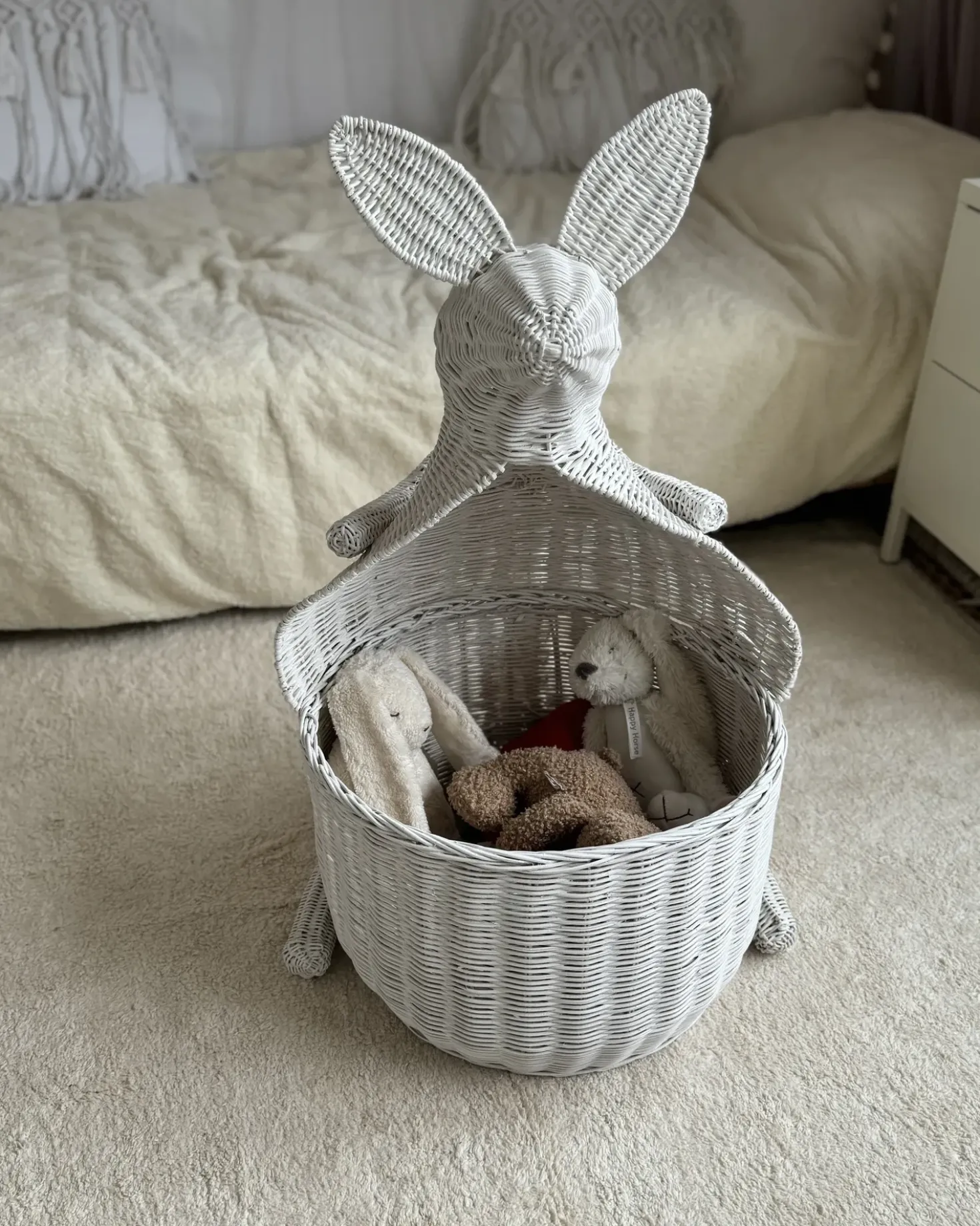 Cestino per bambini Canguro KAPITI Rattan Bianco