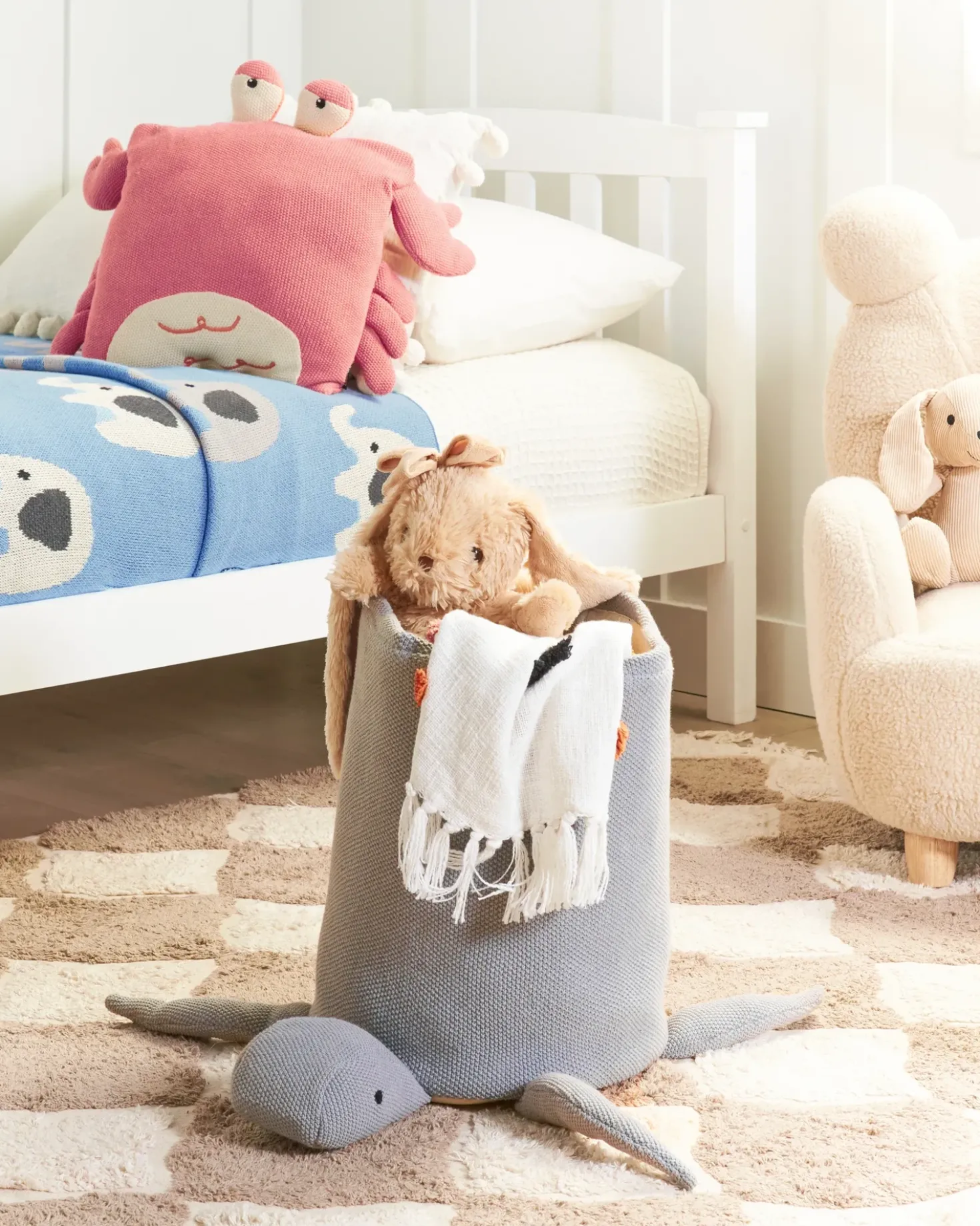 Cestino per bambini Tartaruga TANDA Cotone Grigio