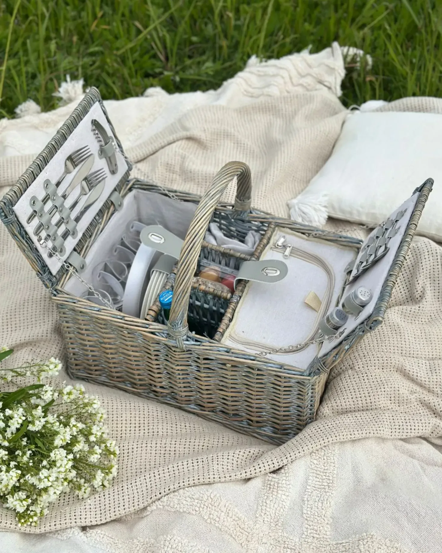 Cesto da Picnic GROSEILLE Vimini Grigio
