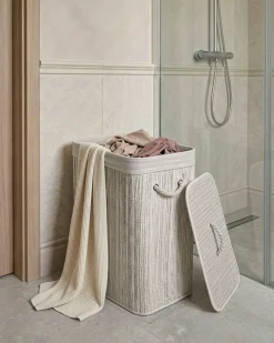 Cesto per la biancheria Con coperchio TRANCURA Tessuto Bianco 72 L