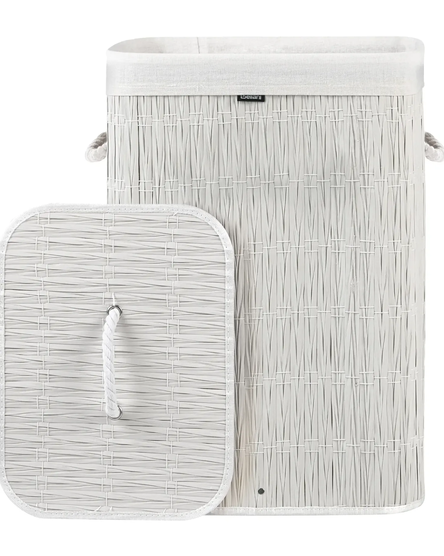 Cesto per la biancheria Con coperchio TRANCURA Tessuto Bianco 72 L