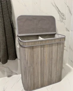 Cesto per la biancheria KALTHOTA Bambù Grigio 100 L