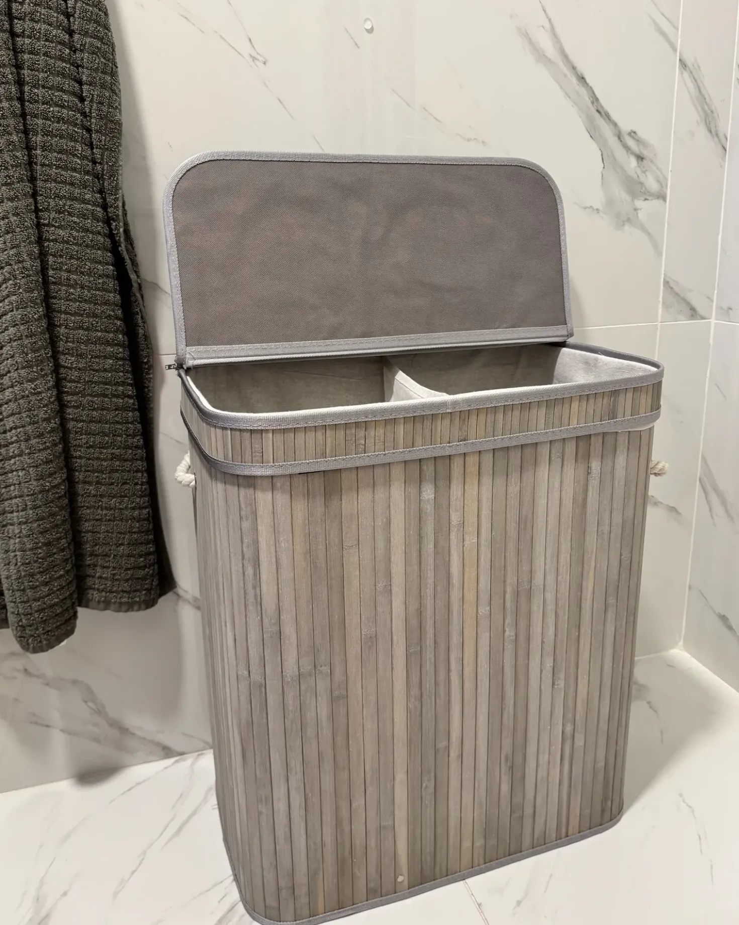 Cesto per la biancheria KALTHOTA Bambù Grigio 100 L