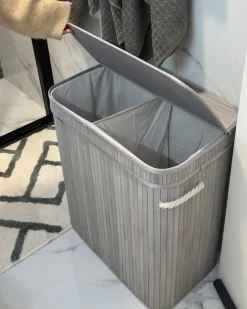 Cesto per la biancheria KALTHOTA Bambù Grigio 100 L