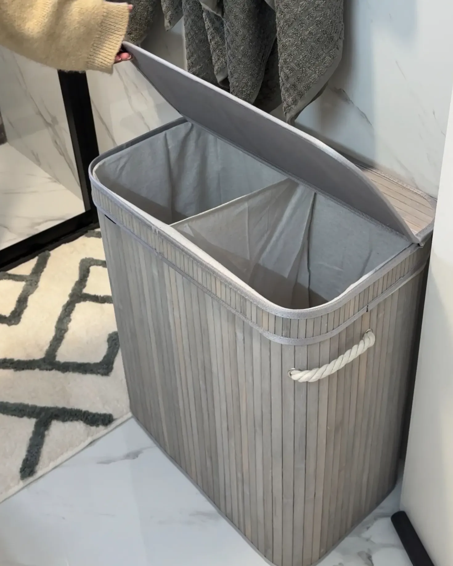 Cesto per la biancheria KALTHOTA Bambù Grigio 100 L