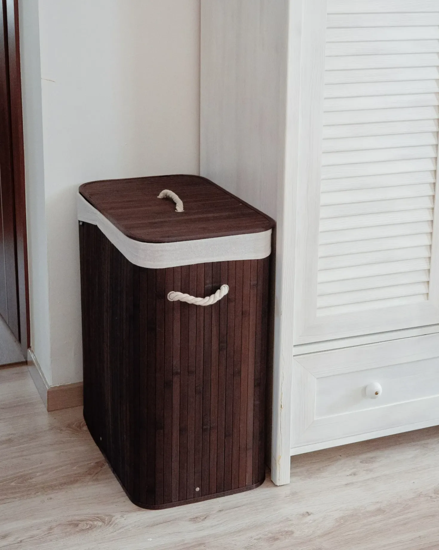 Cesto per la biancheria KANDY Bambù Marrone scuro 72 L