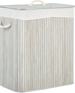 Cesto per la biancheria KANDY Bambù Grigio chiaro 100 L