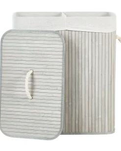 Cesto per la biancheria KANDY Bambù Grigio chiaro 100 L