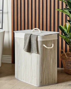 Cesto per la biancheria KANDY Bambù Grigio chiaro 100 L