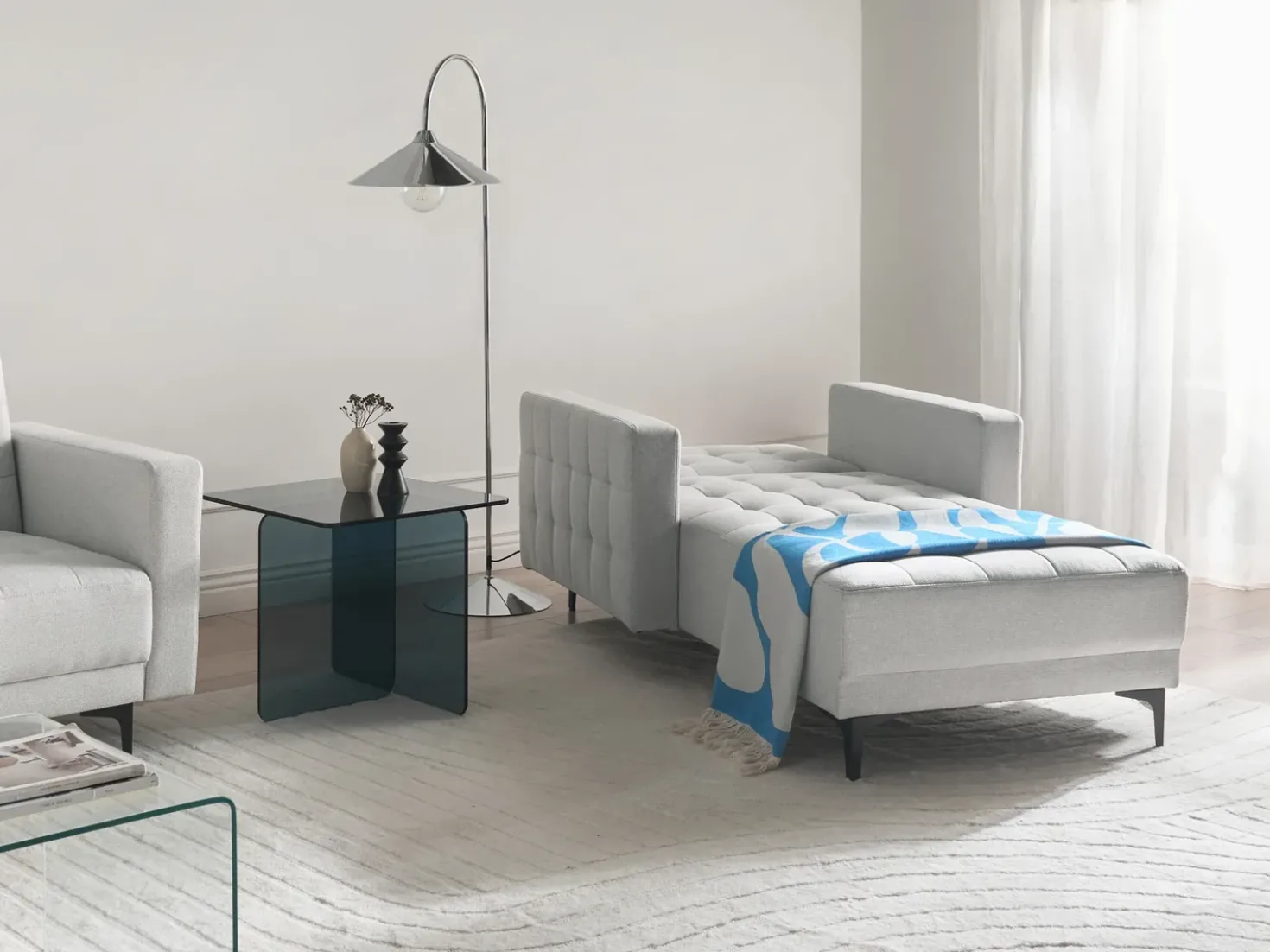 Chaise longue ABERDEEN Tessuto Grigio chiaro