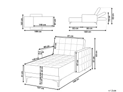 Chaise longue ABERDEEN Velluto Grigio chiaro