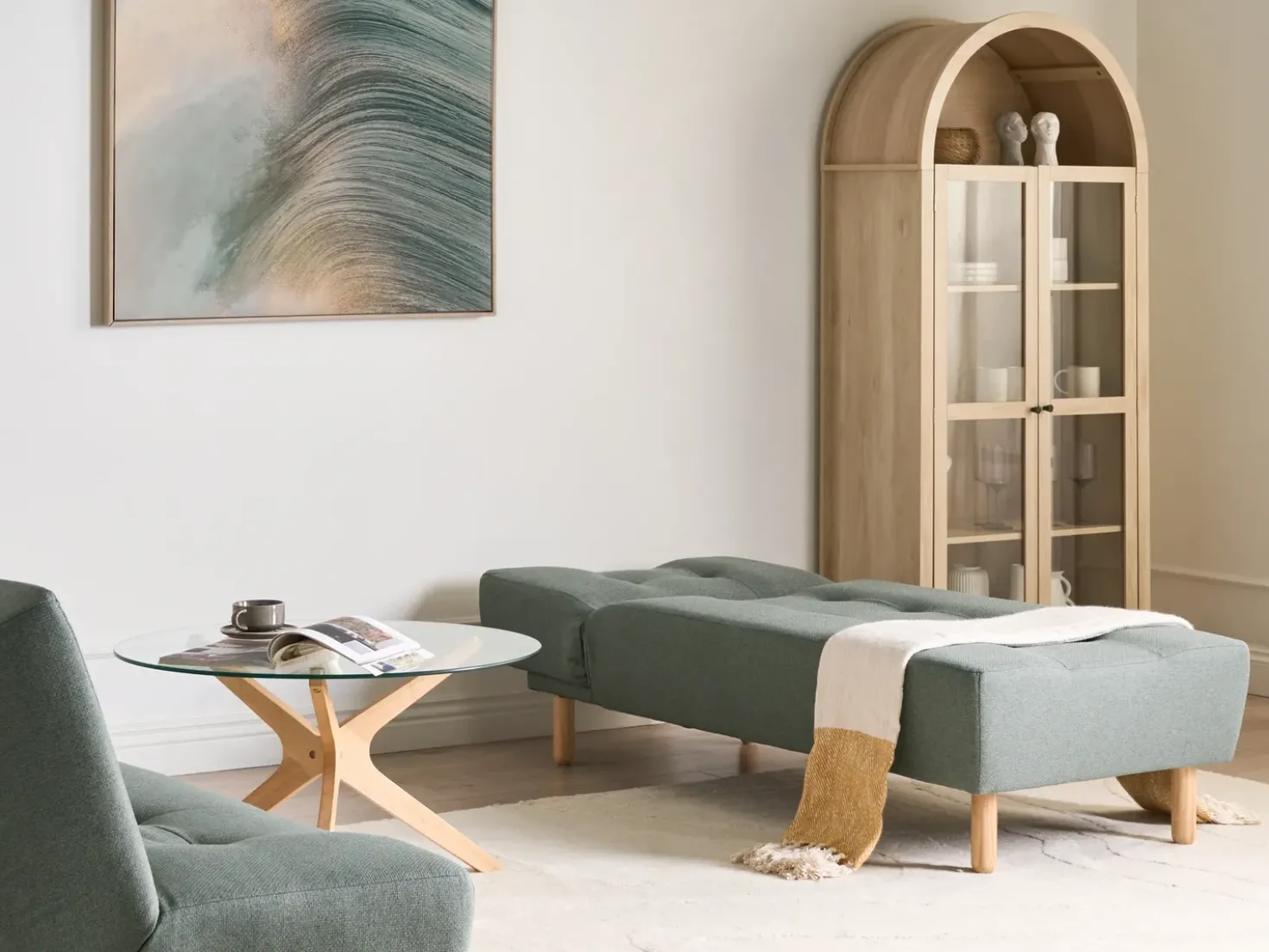 Chaise longue ALSTEN Tessuto Verde