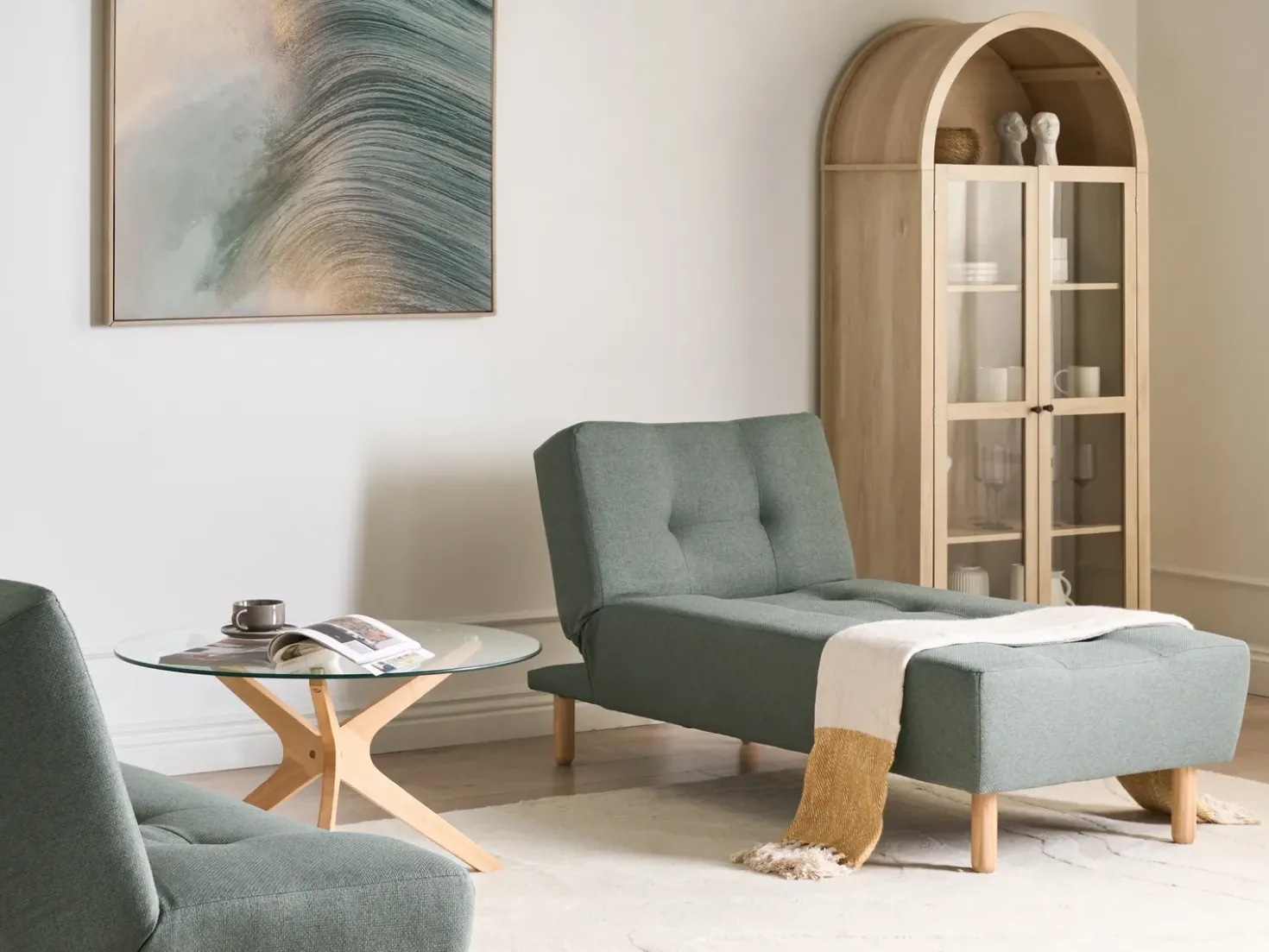 Chaise longue ALSTEN Tessuto Verde