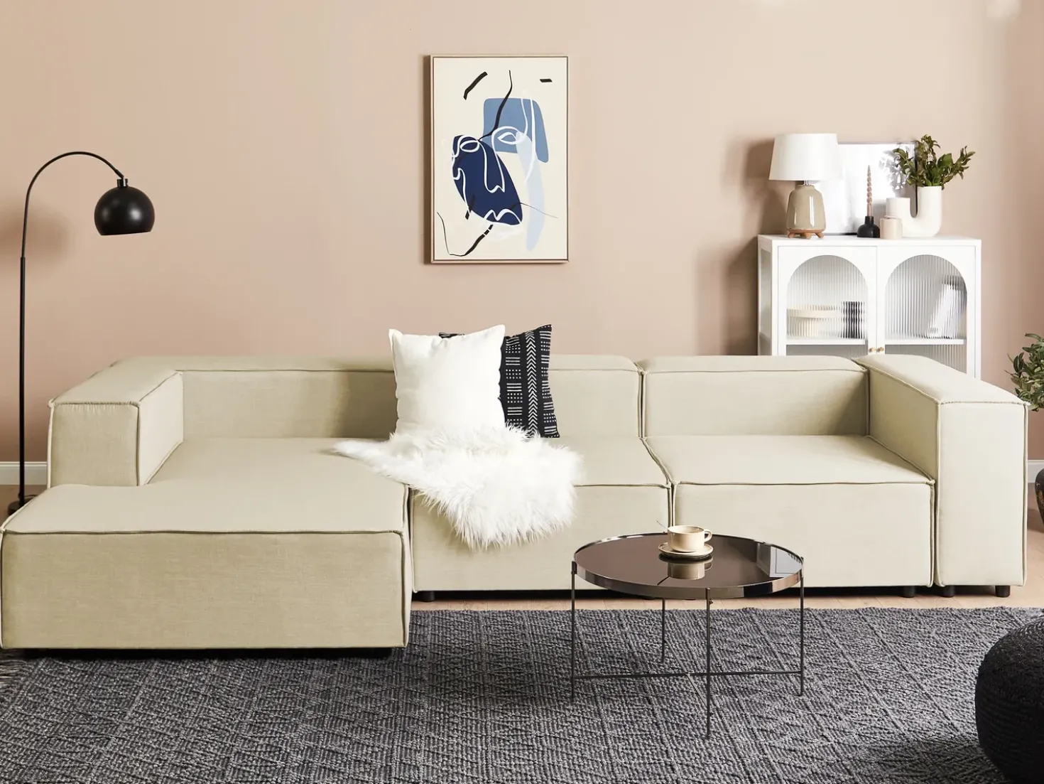 Chaise longue APRICA Lino sintetico Beige