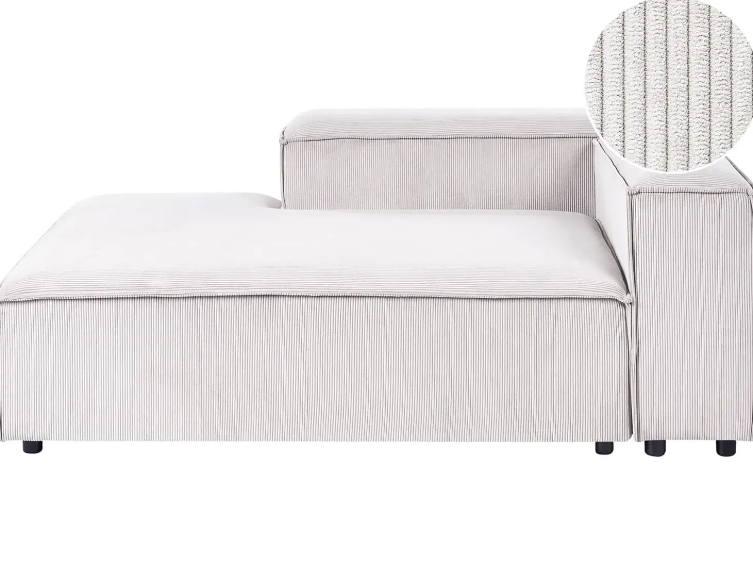 Chaise longue ARDAL Velluto a coste Bianco sporco Lato destro