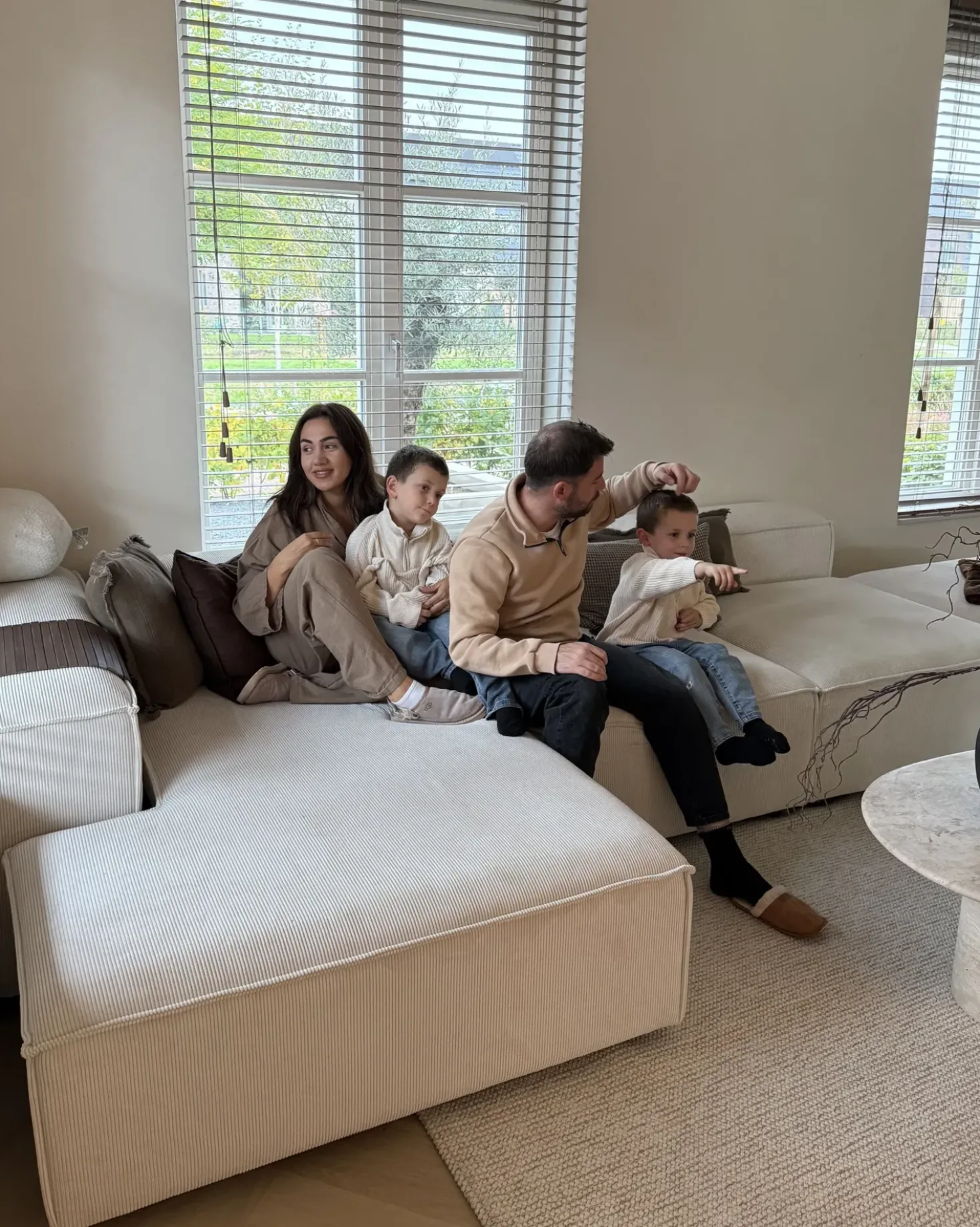 Chaise longue ARDAL Velluto a coste Bianco sporco Lato destro