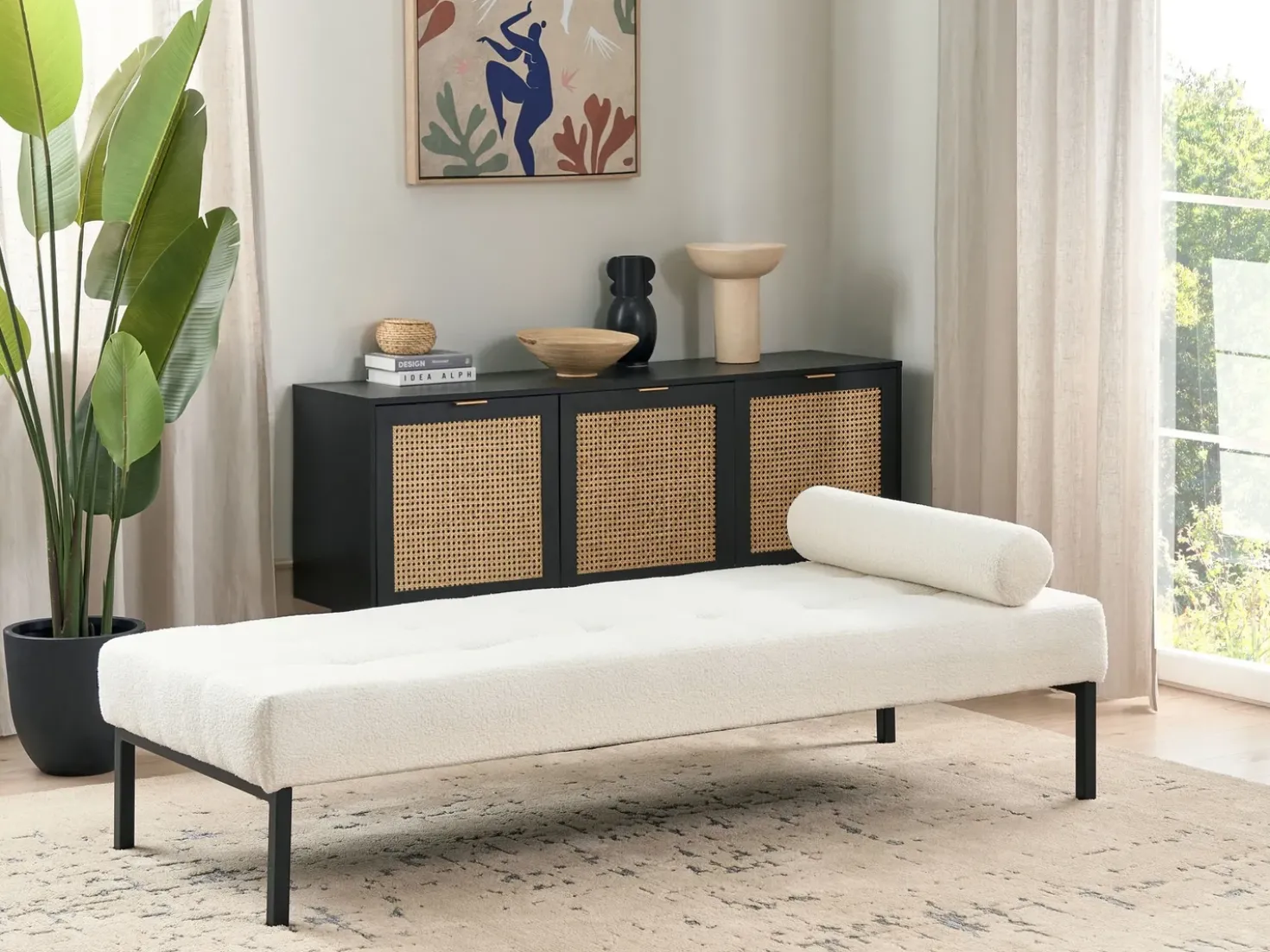 Chaise longue CHINON Bouclé Bianco