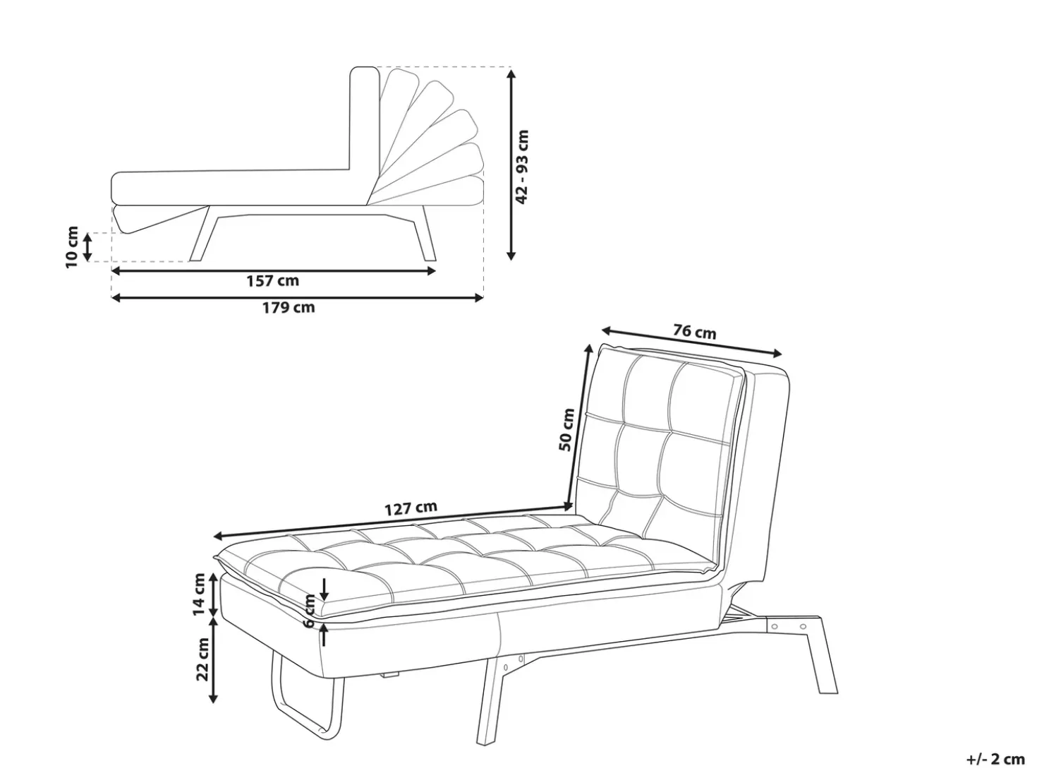 Chaise longue LOIRET Velluto Grigio chiaro