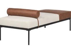 Chaise longue MALMOS Lino sintetico Pelle sintetica Marrone