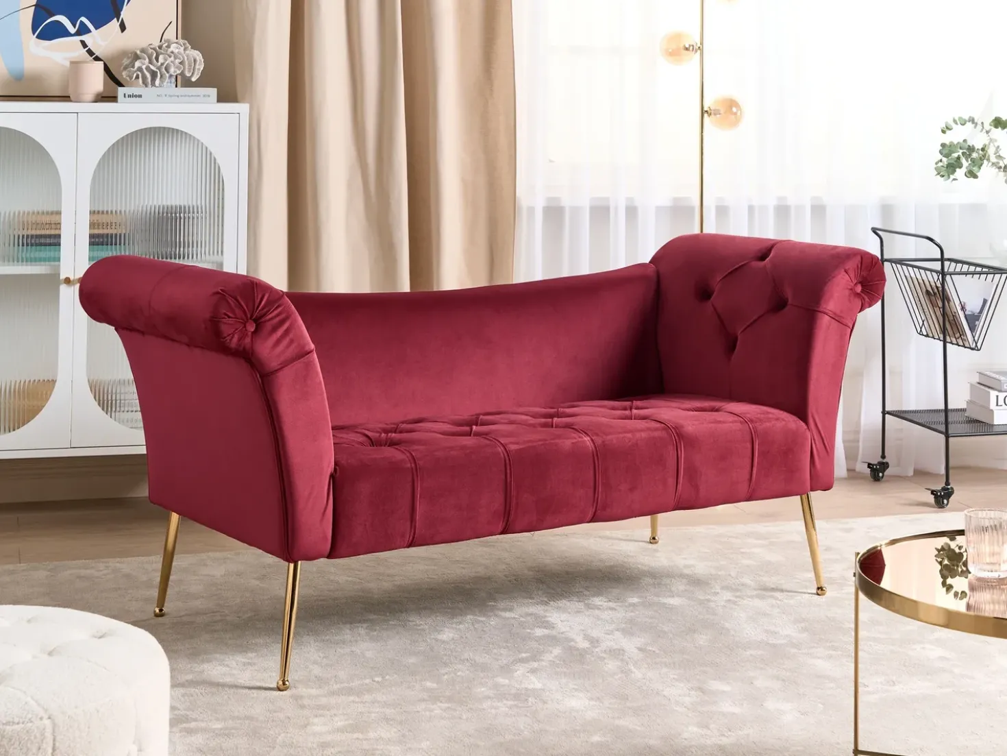 Chaise longue NANTILLY Velluto Rosso scuro