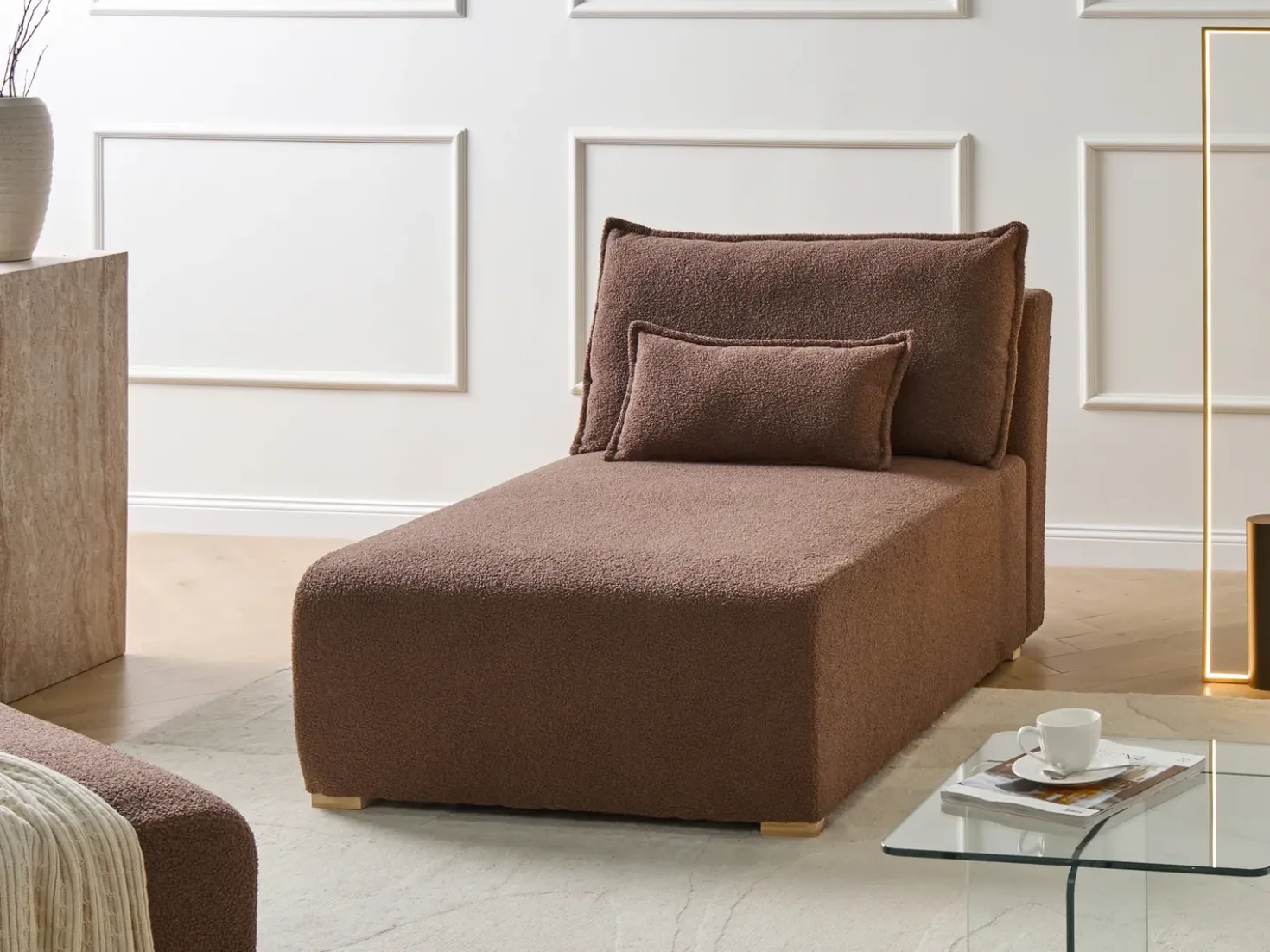 Chaise longue NERBO Bouclé Marrone