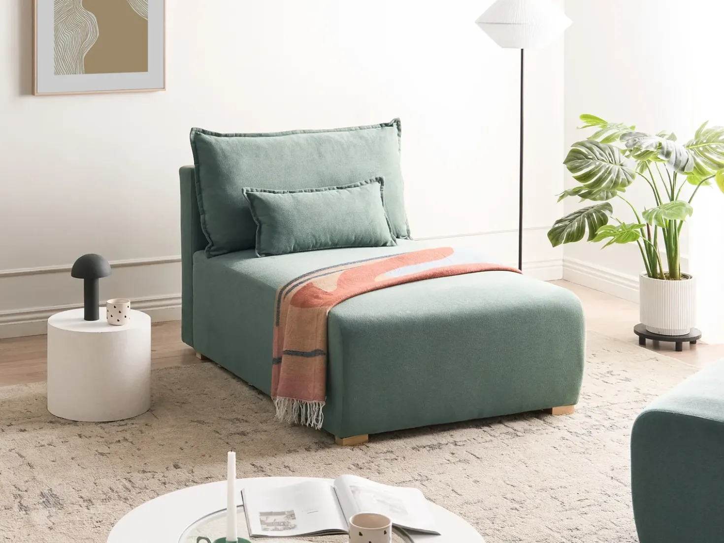 Chaise longue NERBO Bouclé Verde chiaro