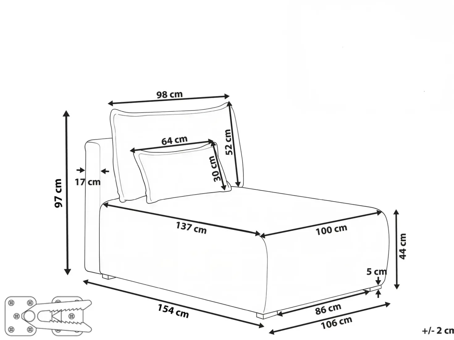 Chaise longue NERBO Tessuto Blu