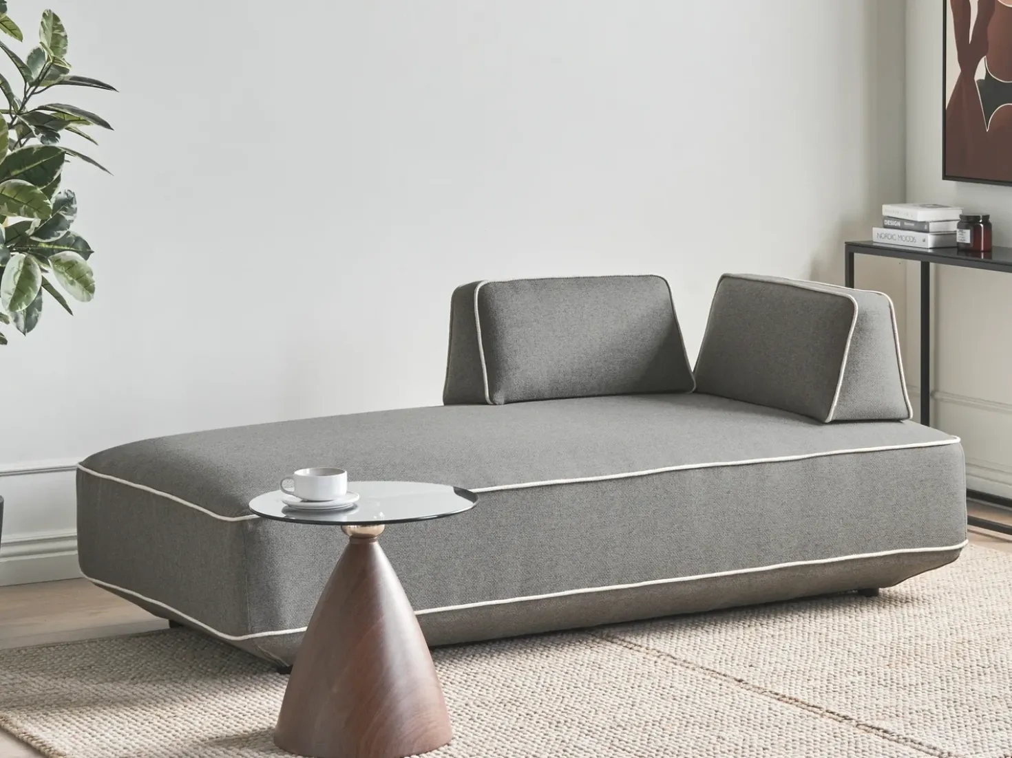 Chaise longue SEILLANS Tessuto Grigio