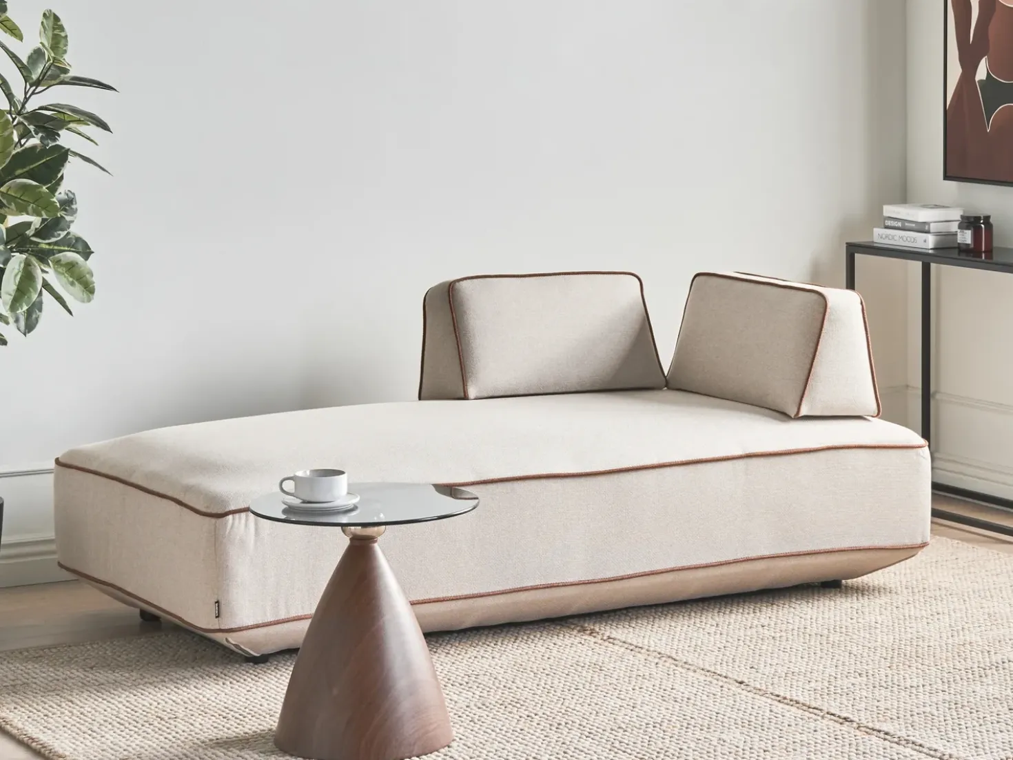 Chaise longue SEILLANS Tessuto Beige chiaro