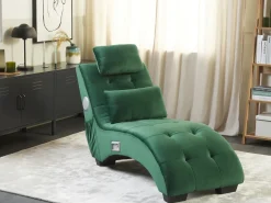 Chaise longue SIMORRE Velluto Verde smeraldo con altoparlante Bluetooth integrato