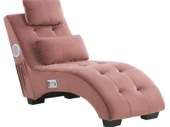 Chaise longue SIMORRE Velluto Rosa pastello con altoparlante Bluetooth integrato