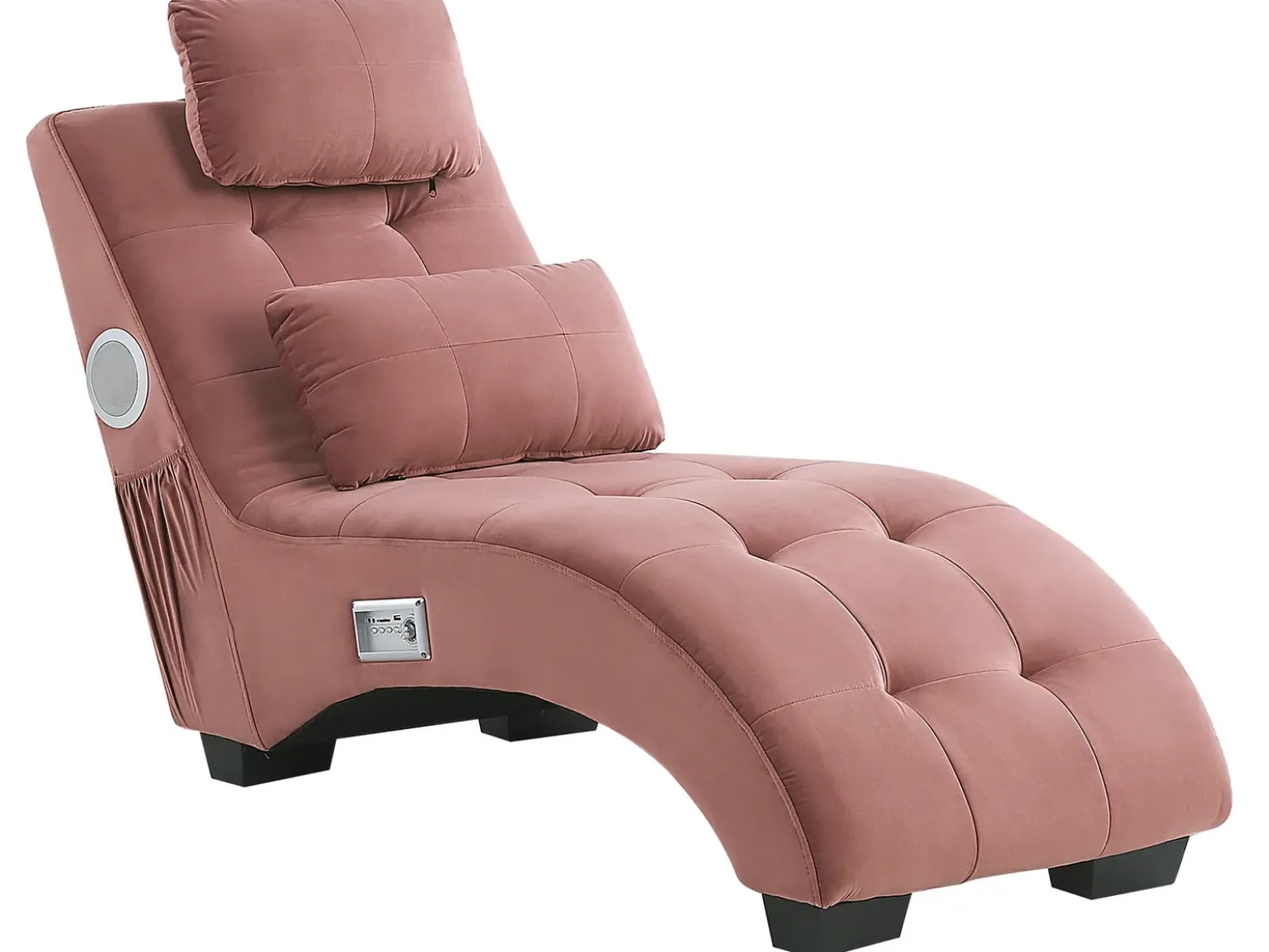 Chaise longue SIMORRE Velluto Rosa pastello con altoparlante Bluetooth integrato