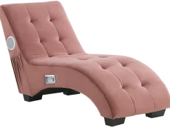 Chaise longue SIMORRE Velluto Rosa pastello con altoparlante Bluetooth integrato