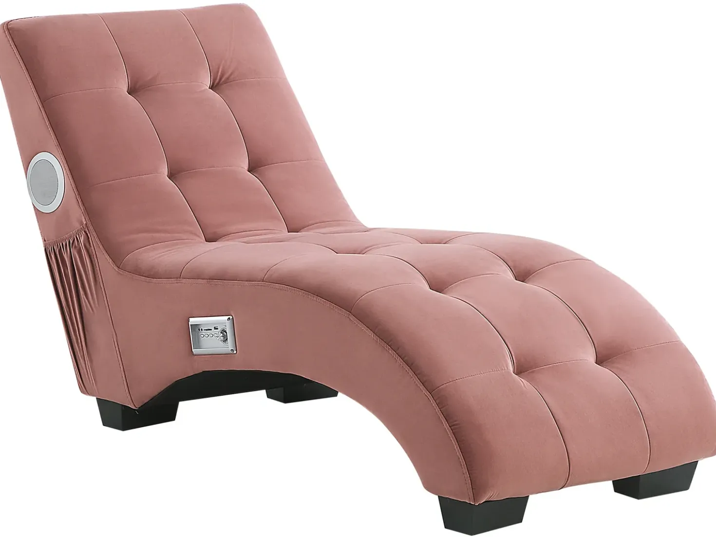 Chaise longue SIMORRE Velluto Rosa pastello con altoparlante Bluetooth integrato