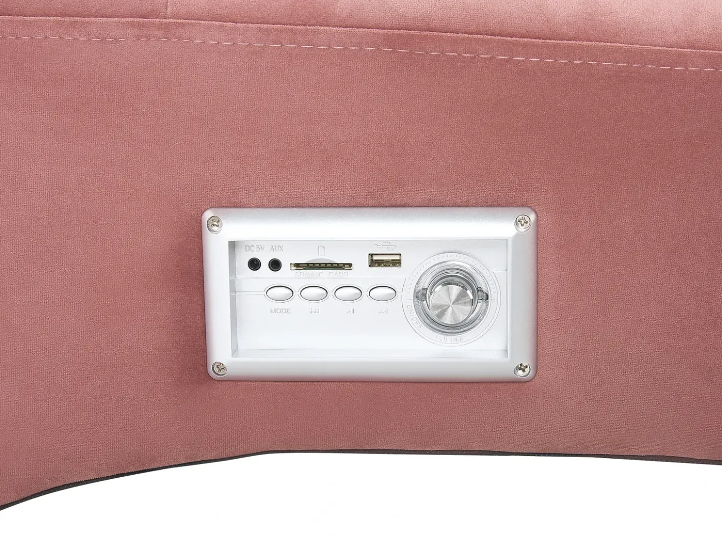 Chaise longue SIMORRE Velluto Rosa pastello con altoparlante Bluetooth integrato