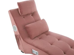 Chaise longue SIMORRE Velluto Rosa pastello con altoparlante Bluetooth integrato