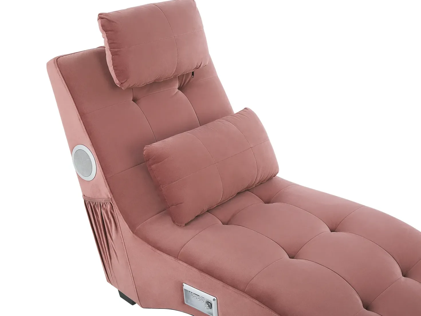 Chaise longue SIMORRE Velluto Rosa pastello con altoparlante Bluetooth integrato