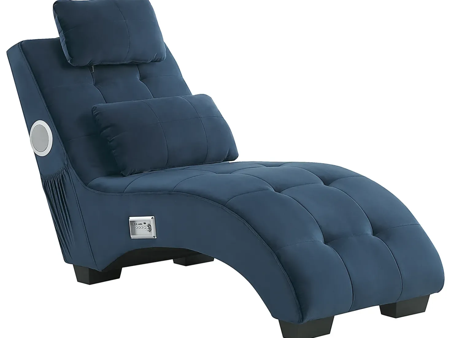Chaise longue SIMORRE Velluto Blu scuro con altoparlante Bluetooth integrato