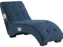 Chaise longue SIMORRE Velluto Blu scuro con altoparlante Bluetooth integrato