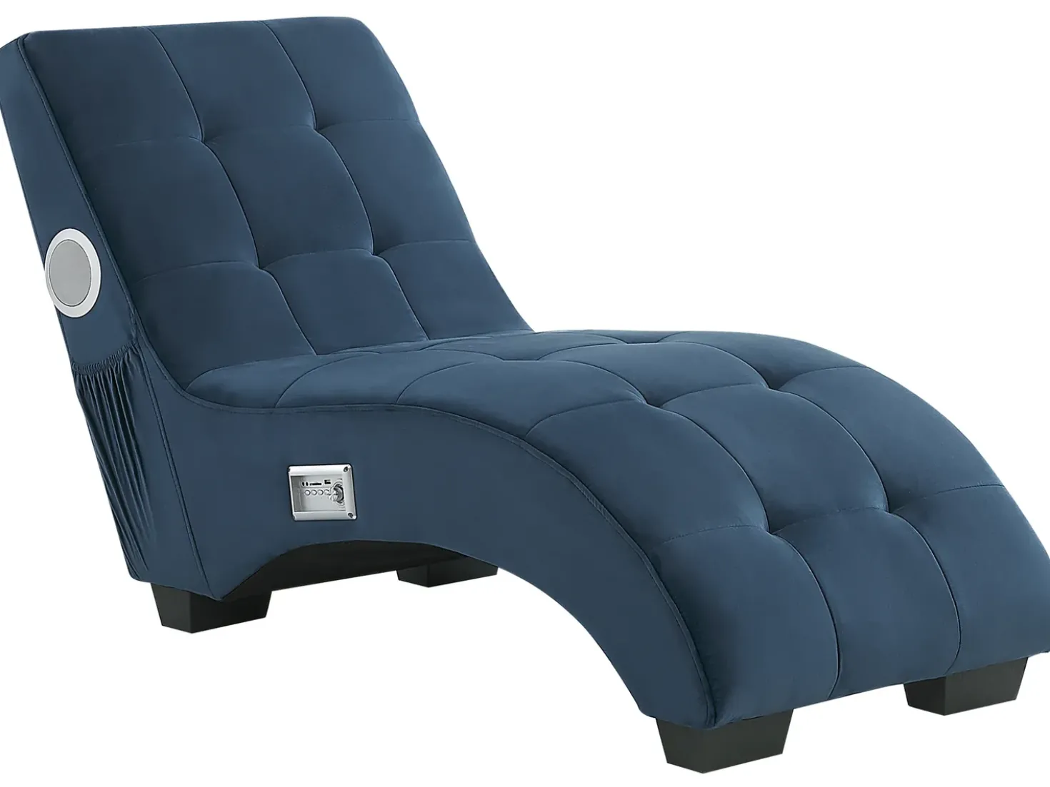Chaise longue SIMORRE Velluto Blu scuro con altoparlante Bluetooth integrato