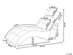 Chaise longue SIMORRE Velluto Blu scuro con altoparlante Bluetooth integrato