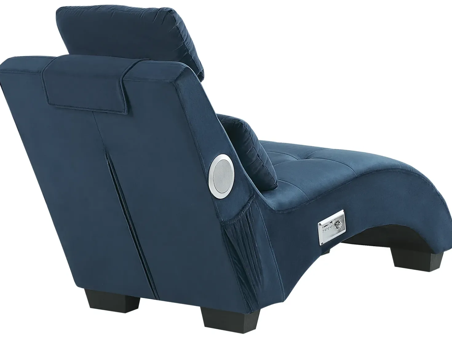 Chaise longue SIMORRE Velluto Blu scuro con altoparlante Bluetooth integrato
