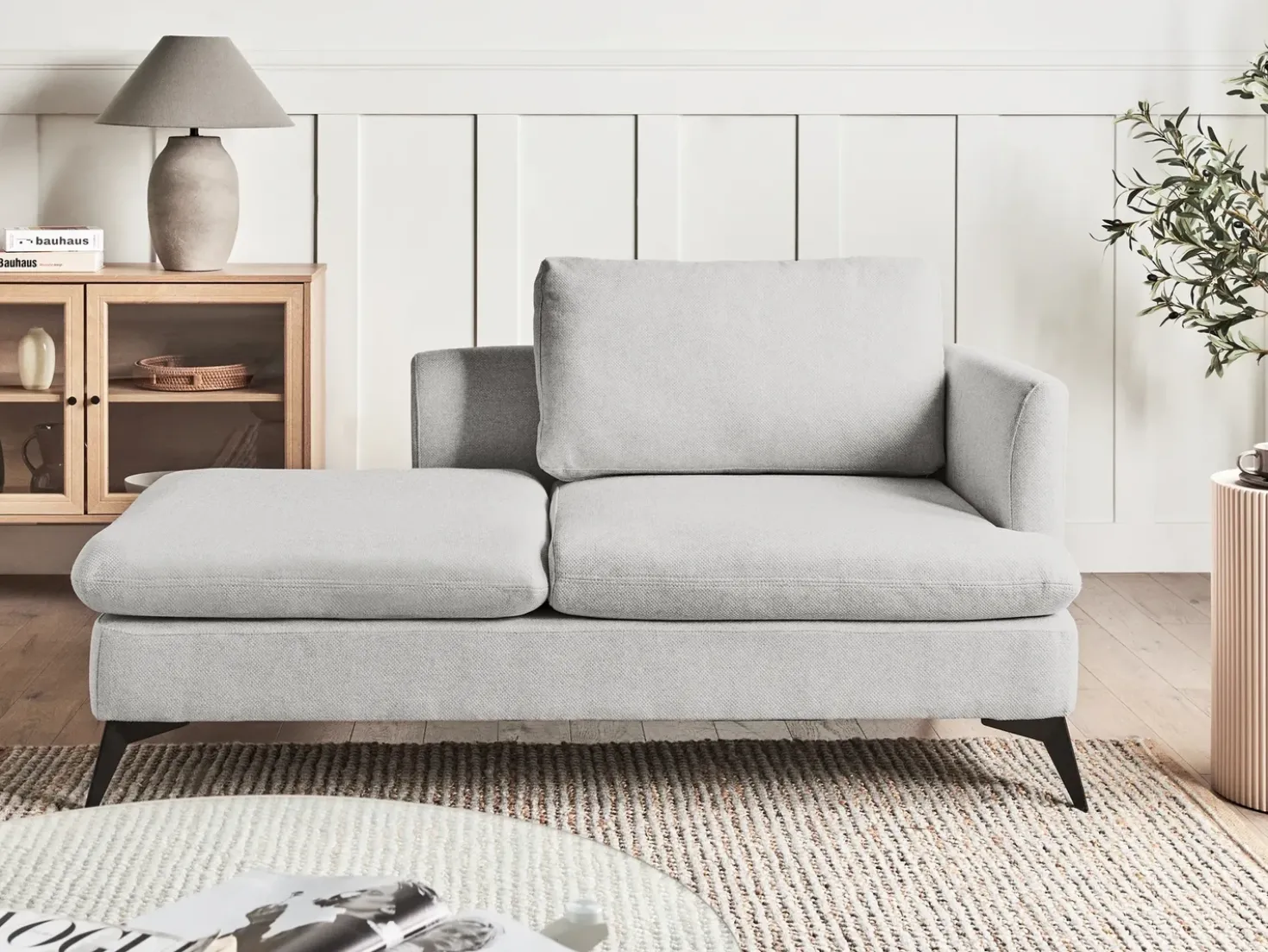 Chaise longue versione destra SIEVOZ Tessuto Grigio chiaro