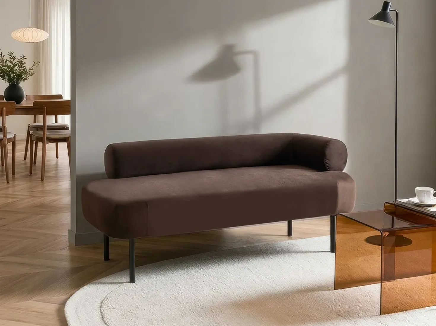 Chaise longue versione destra MIRMANDE Velluto Marrone scuro