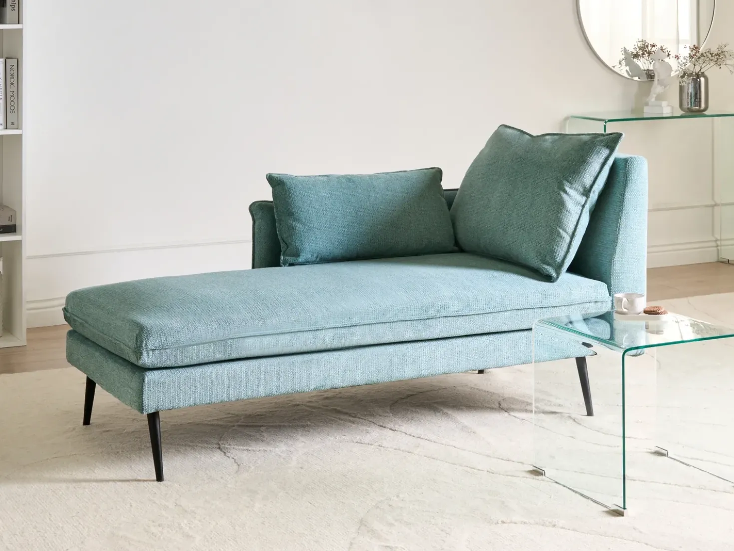 Chaise longue versione destra YERRES Tessuto Azzurro