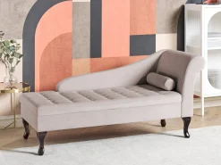 Chaise longue versione destra PESSAC Velluto Beige chiaro con contenitore