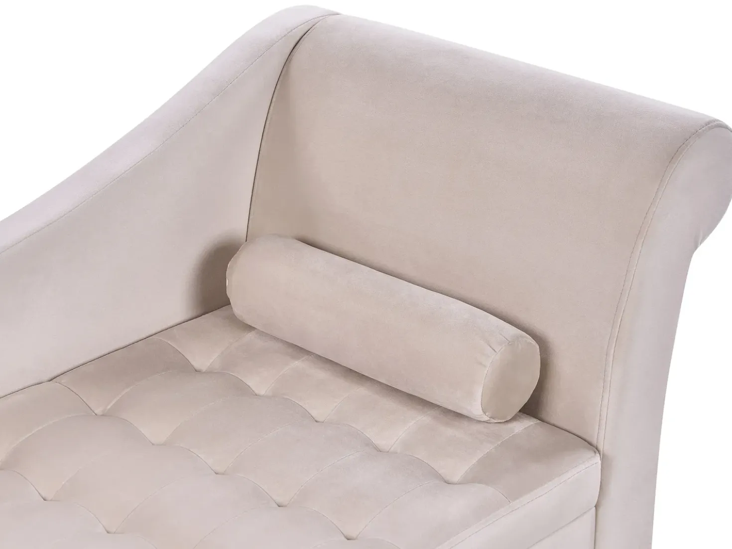 Chaise longue versione destra PESSAC Velluto Beige chiaro con contenitore