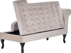 Chaise longue versione destra PESSAC Velluto Beige chiaro con contenitore